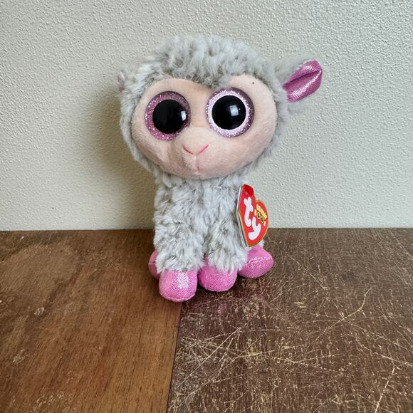 TY Beanie Boos Dixie 2017 Gray Pink Sheep Lamb Plushie Stuffed‎ Animal - Picture 1 of 7